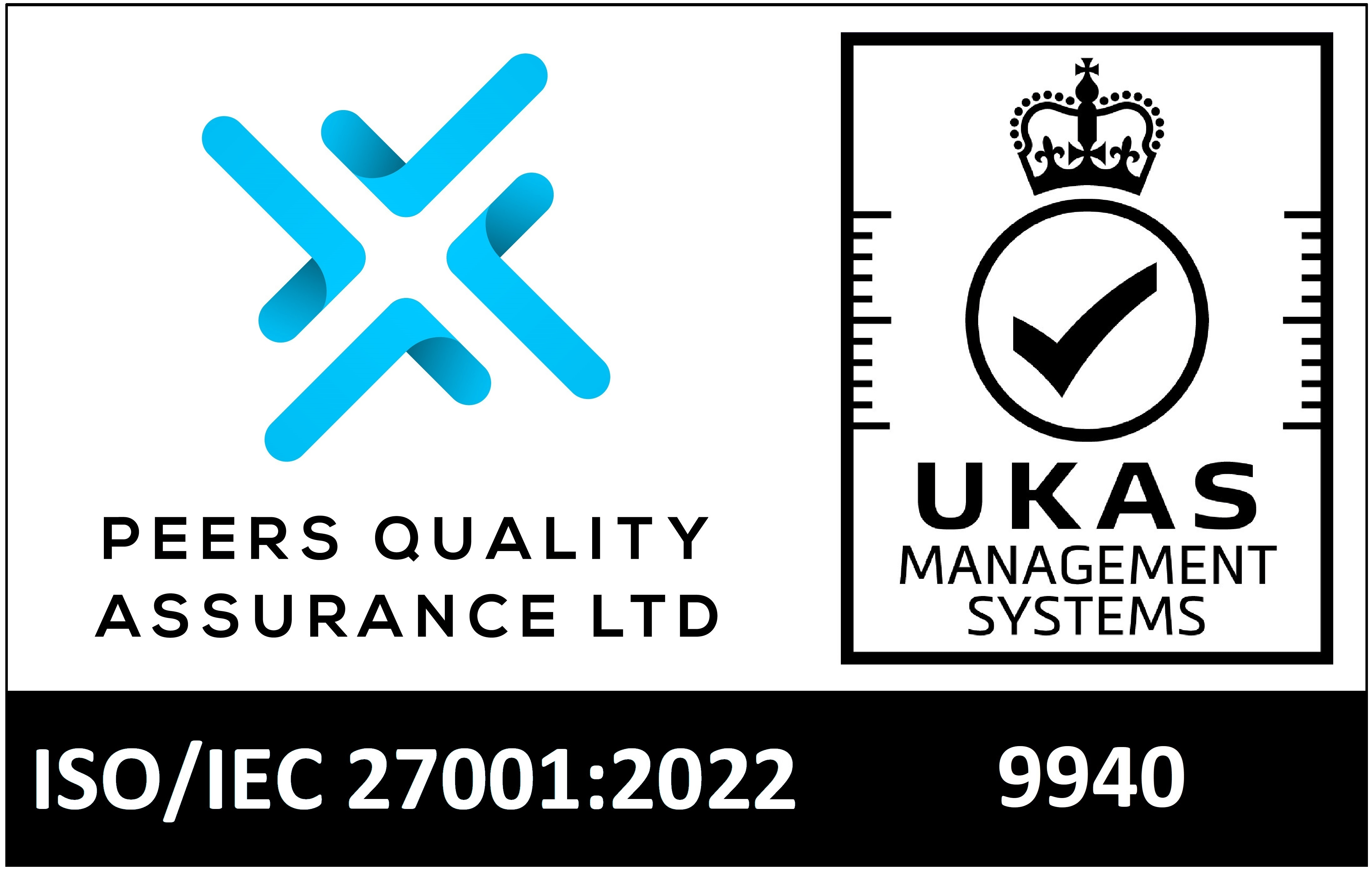 B2WISE logo alongside ISO 27001 certification plaque in a professional office setting, symbolizing the company's dedication to secure and reliable information management.