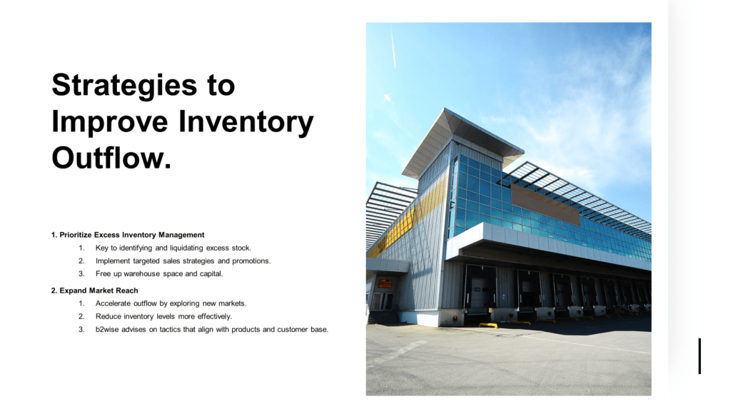 Discover strategies to enhance inventory outflow with b2wise: Prioritize excess inventory management and expand market reach to optimize warehouse space and capital efficiently.